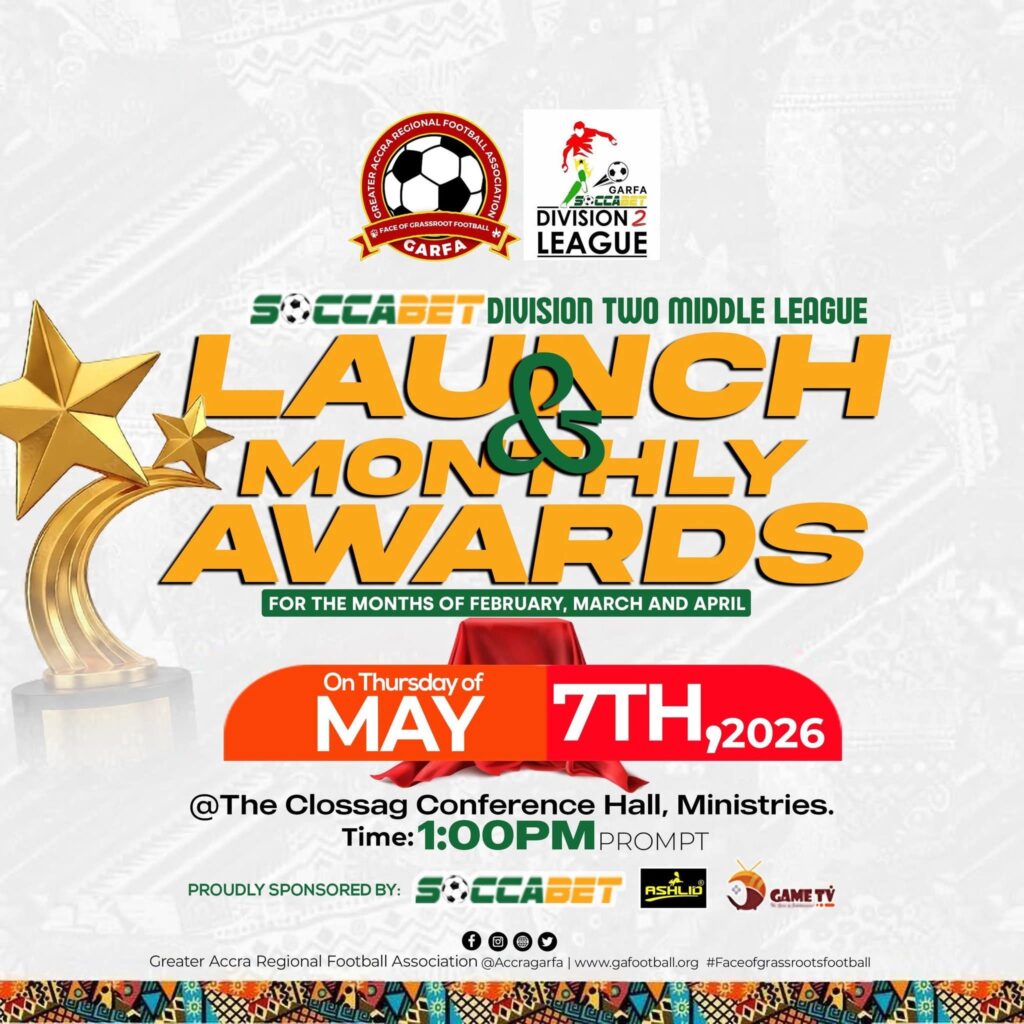 GARFA SET TO HOST SOCCABET MONTHLY AWARDS AND DIVISION TWO MIDDLE LEAGUE LAUNCH